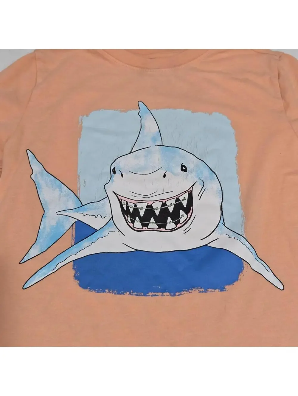 Peach and blue shark tee for kids